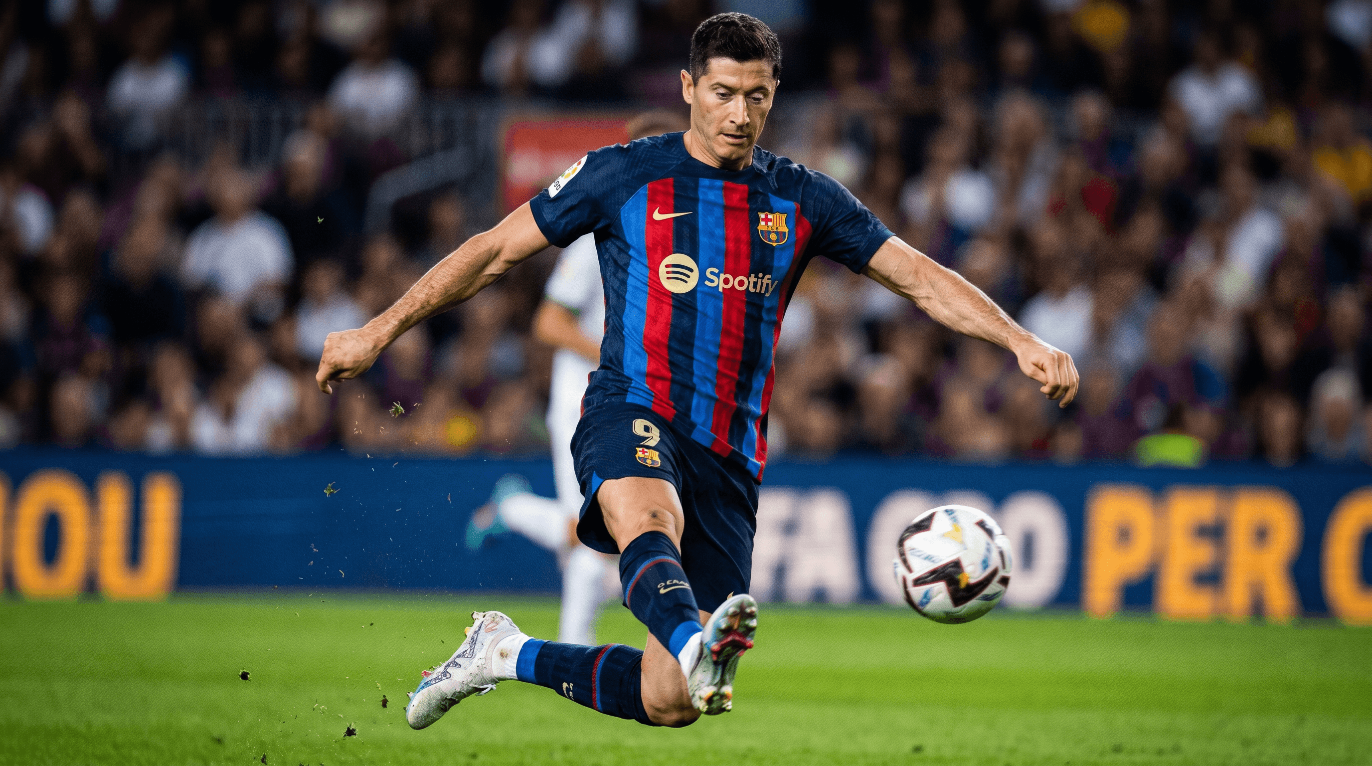 Lewandowski en su último partido con el Barcelona