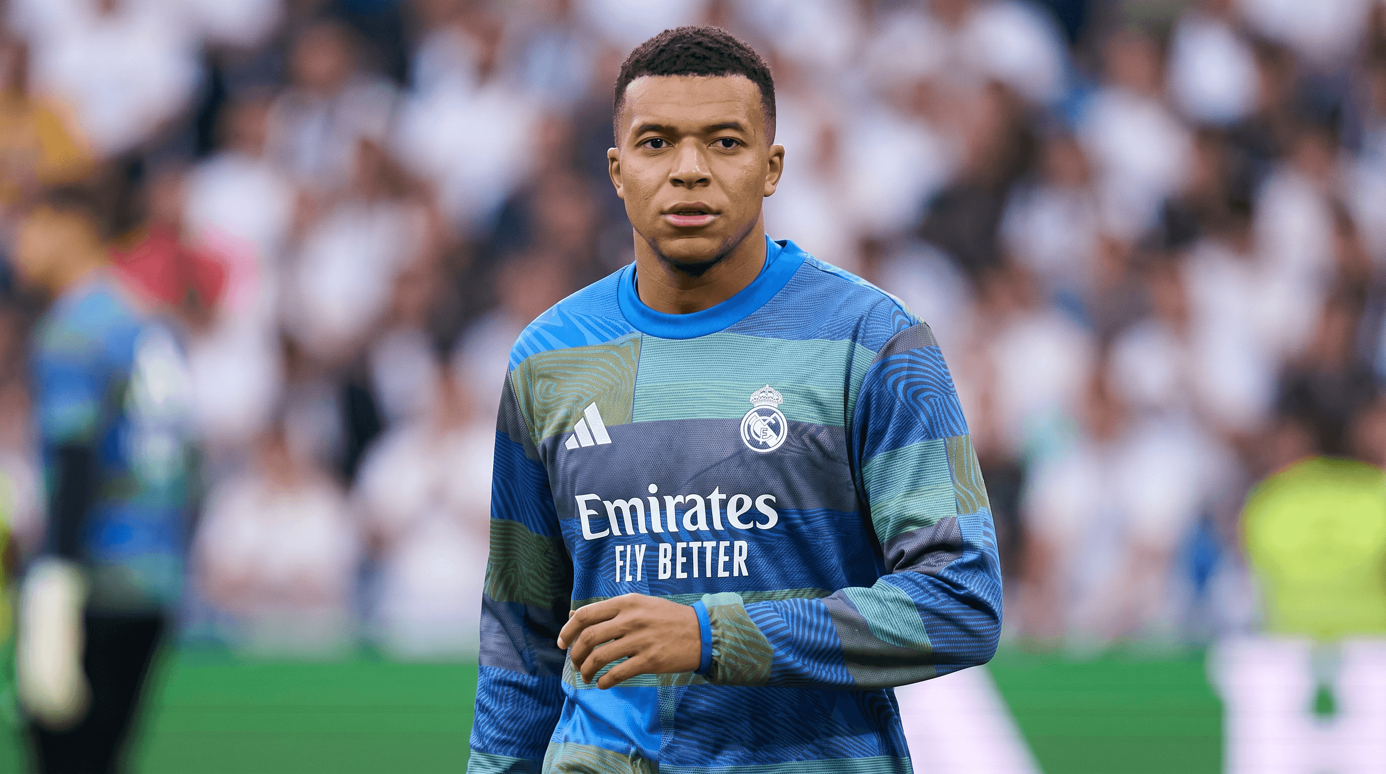 Kylian Mbappé en el entrenamiento del Real Madrid antes del partido contra Oviedo.